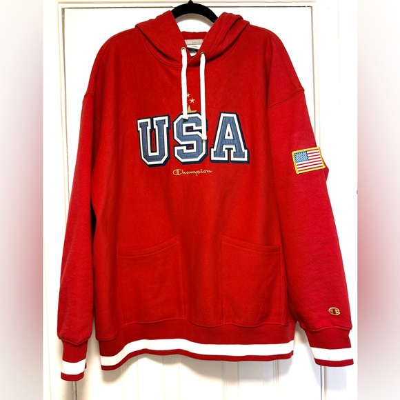 Champion Red USA Men's Hoodie - Picture 10 of 11